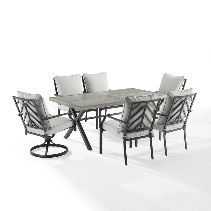 Otto 7 Piece Outdoor Metal Dining Set with 2 Swivel Chairs