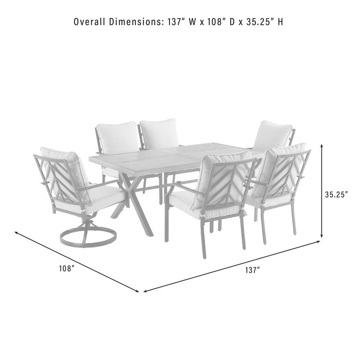 Otto 7 Piece Outdoor Metal Dining Set with 2 Swivel Chairs