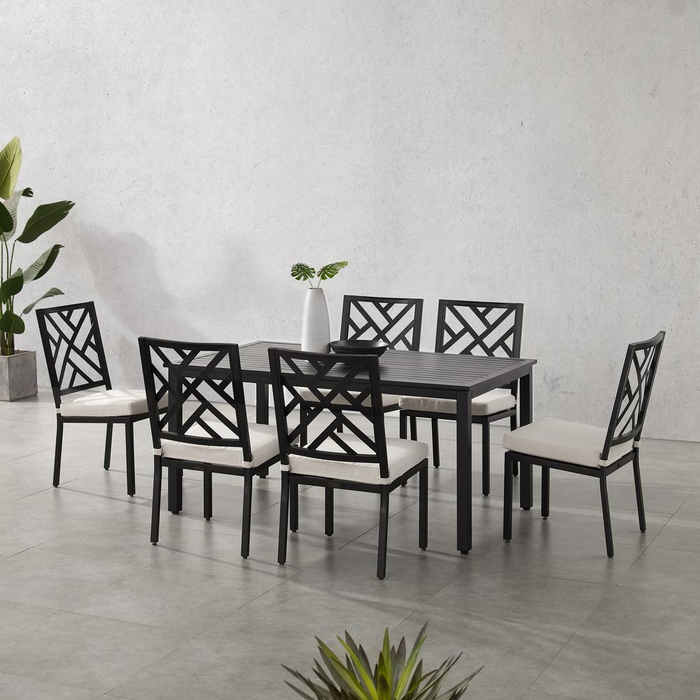 Locke 7Pc Outdoor Metal Dining Set - Stylish & Durable Patio Furniture