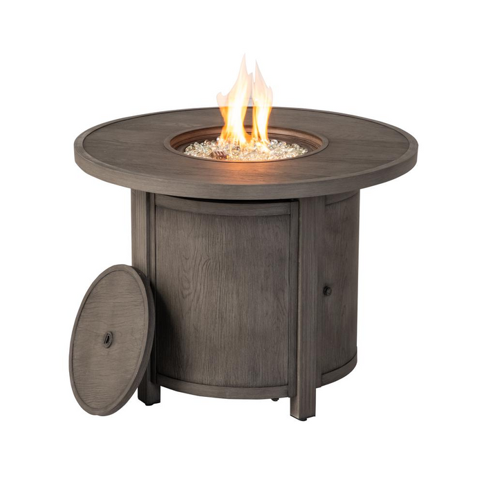 Spirit 36" Round Gas Fire Pit Chat Table with Clear Glass Fire Beads | Outdoor Heating Solution