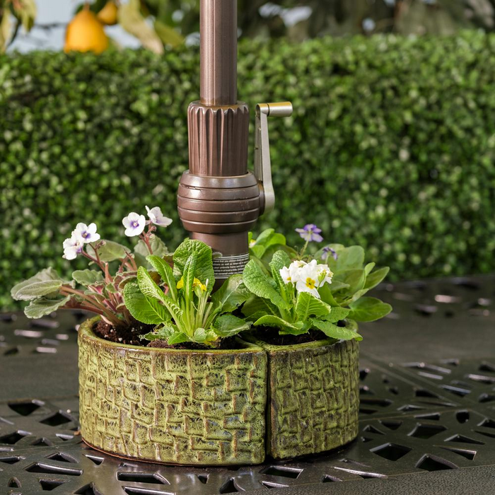 Cobblestone Umbrella Planter - Island Green