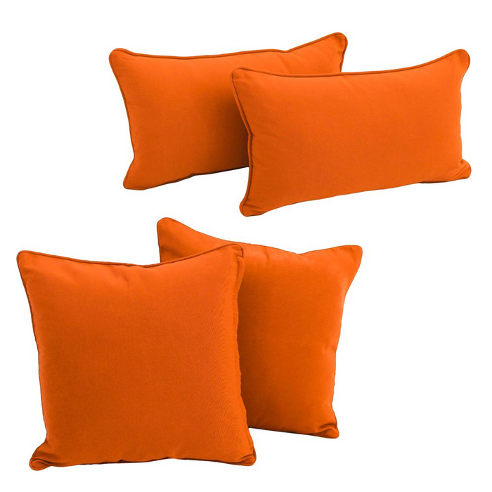 Double-corded Solid Twill Throw Pillows with Inserts (Set of 4), Tangerine Dream