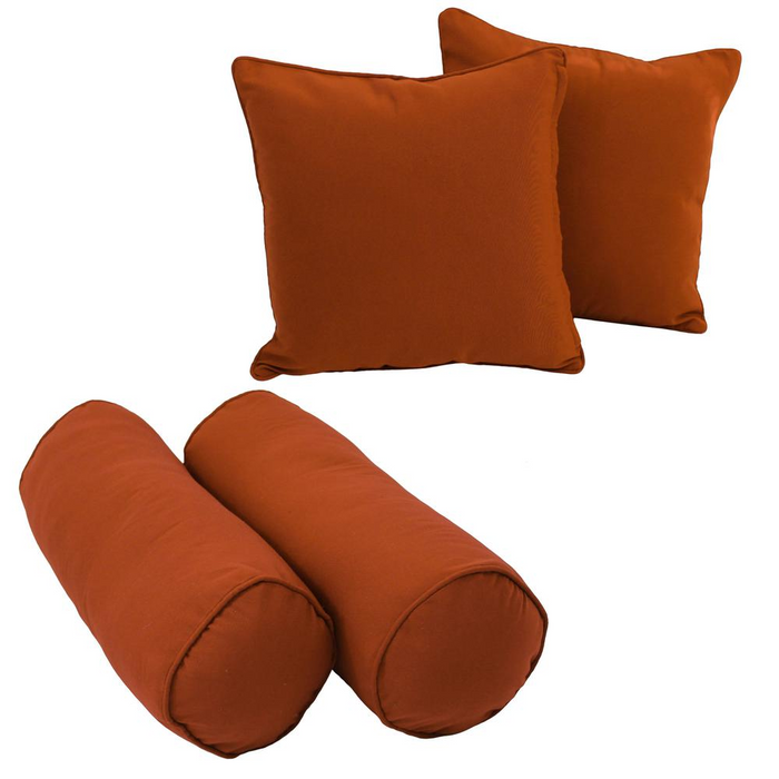 Double-corded Solid Twill Throw Pillows with Inserts (Set of 4), Spice