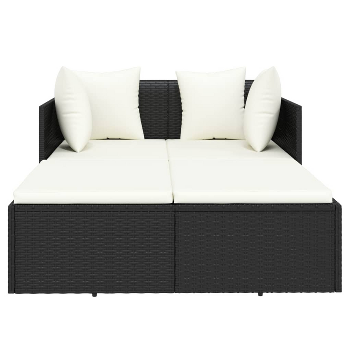 vidaXL Poly Rattan Sunbed with Cushions - Black, 71.7"x46.5"x24.8" - Ultimate Outdoor Relaxation