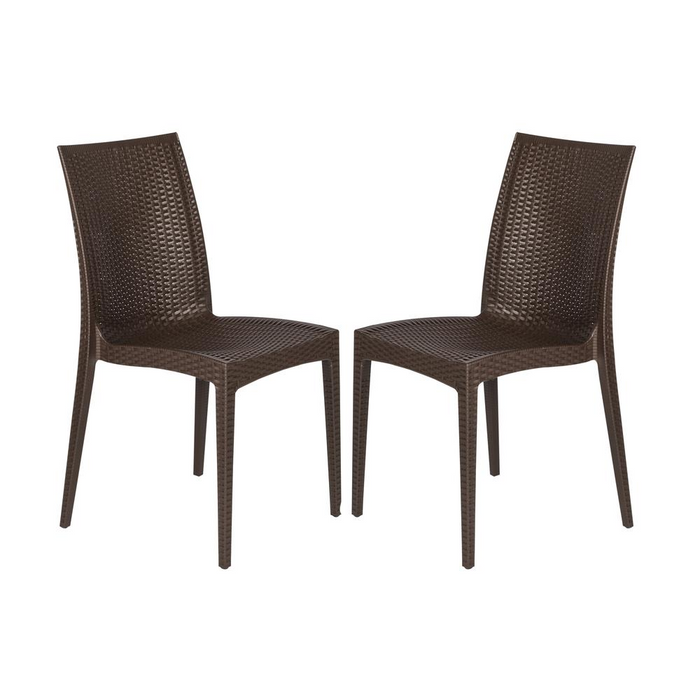 Weave Mace Indoor/Outdoor Dining Chair (Armless) - Set of 2 | Modern, UV-Protected, Stackable, Lightweight