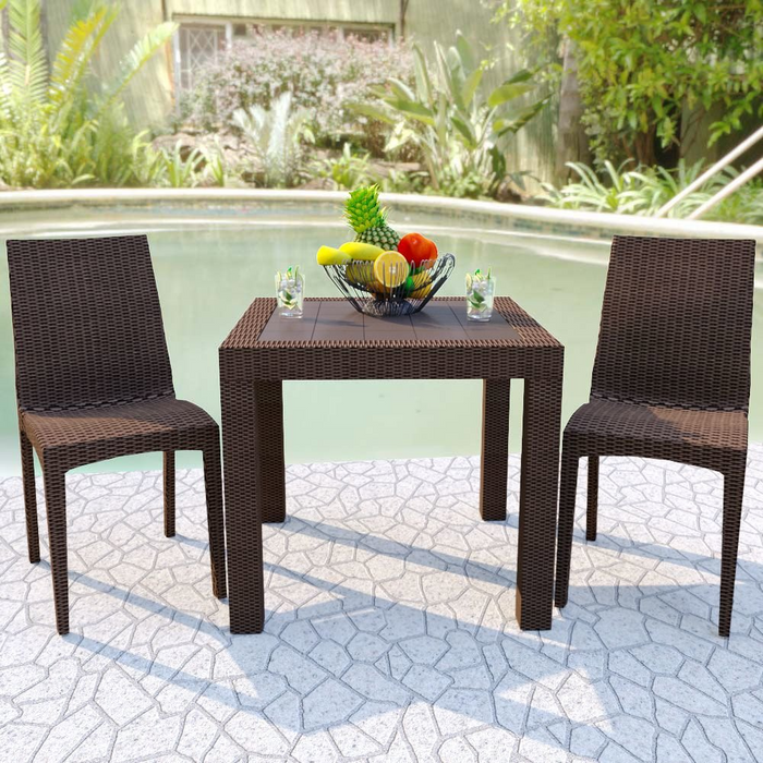 Weave Mace Indoor/Outdoor Dining Chair (Armless) - Set of 2 | Modern, UV-Protected, Stackable, Lightweight