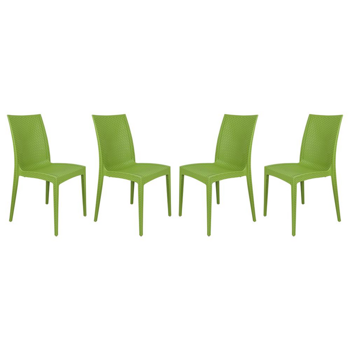 Weave Mace Armless Indoor/Outdoor Dining Chair Set of 4 - Stylish, UV-Protected, Stackable