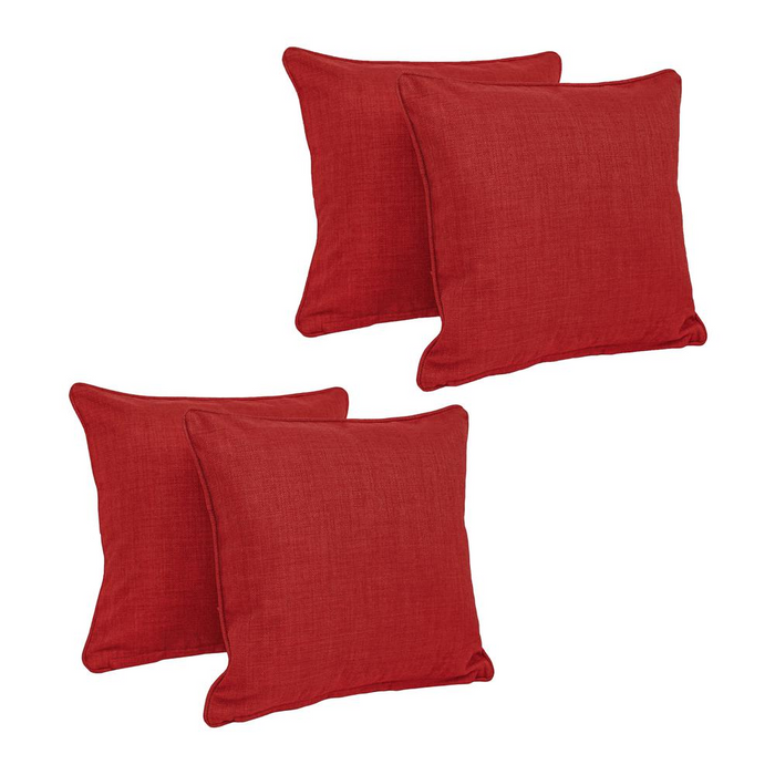 18-inch Double-corded Solid Outdoor Spun Polyester Square Throw Pillows with Inserts (Set of 4)  9810-CD-S4-REO-SOL-04