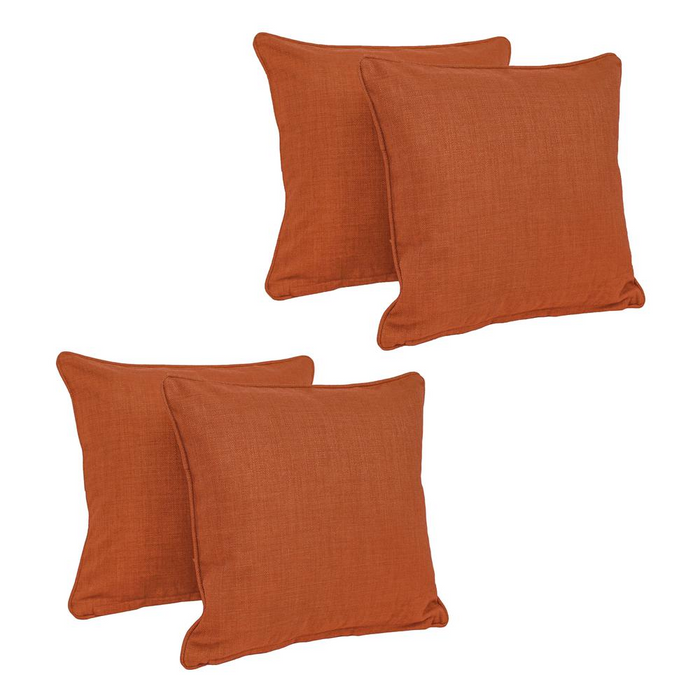 18-inch Double-corded Solid Outdoor Spun Polyester Square Throw Pillows with Inserts (Set of 4)  9810-CD-S4-REO-SOL-06