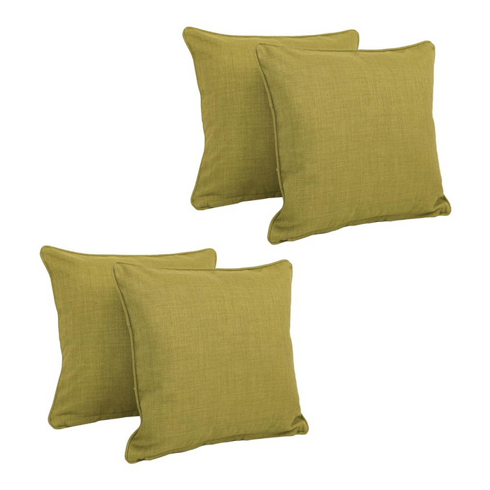 Set of 4 18-inch Double-Corded Solid Outdoor Spun Polyester Square Throw Pillows with Inserts