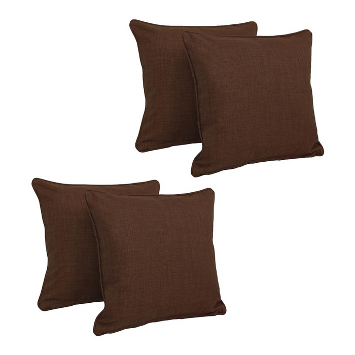 18-inch Double-corded Solid Outdoor Spun Polyester Square Throw Pillows with Inserts (Set of 4)  9810-CD-S4-REO-SOL-10