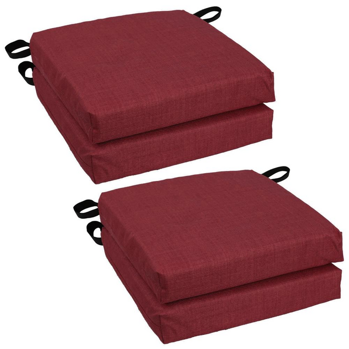 Blazing Needles Set of 4 Outdoor Chair Cushions - Premium Merlot Red