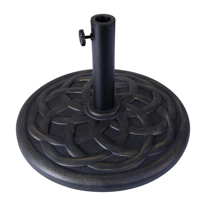 Universal Bronze Cement Patio Umbrella Base - 19.25" Diameter | Durable & Weather Resistant