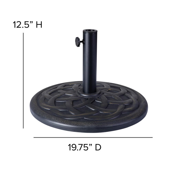 Universal Bronze Cement Patio Umbrella Base - 19.25" Diameter | Durable & Weather Resistant