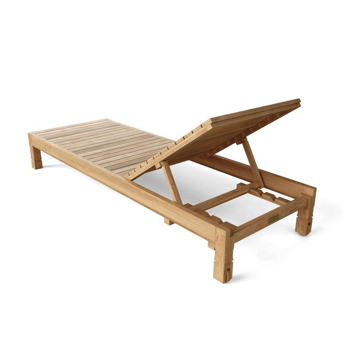 SouthBay Sun Lounger - Solid Teakwood, Adjustable Positions, Wheels for Easy Moving