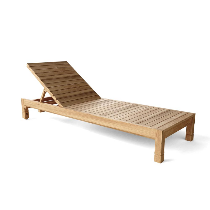 SouthBay Sun Lounger - Solid Teakwood, Adjustable Positions, Wheels for Easy Moving