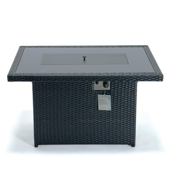 LeisureMod Mace Wicker Patio Modern Propane Fire Pit Table CFW44G-BL