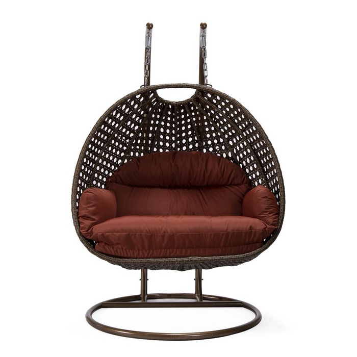 LeisureMod Wicker Hanging 2 person Egg Swing Chair , Cherry