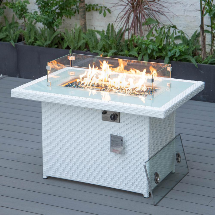 Mace Wicker Patio Modern Propane Fire Pit Table - Outdoor Elegance & Warmth