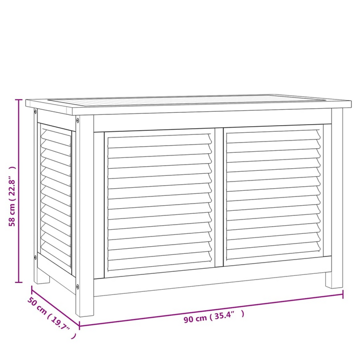 vidaXL Patio Storage Box with Bag 35.4"x19.7"x22.8" Solid Wood Teak