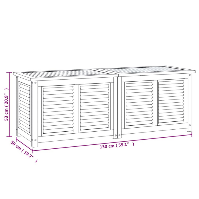 vidaXL Patio Storage Box with Bag 59.1"x19.7"x20.9" Solid Wood Teak