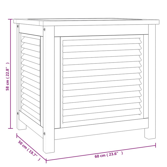 vidaXL Patio Storage Box with PE Bag 23.6"x19.7"x22.8" Solid Teak Wood – Weather-Resistant Outdoor Storage Solution