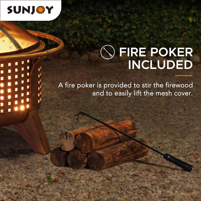 Sunjoy 30 in. Outdoor Wood-Burning Fire Pit - Create a Cozy Backyard Retreat