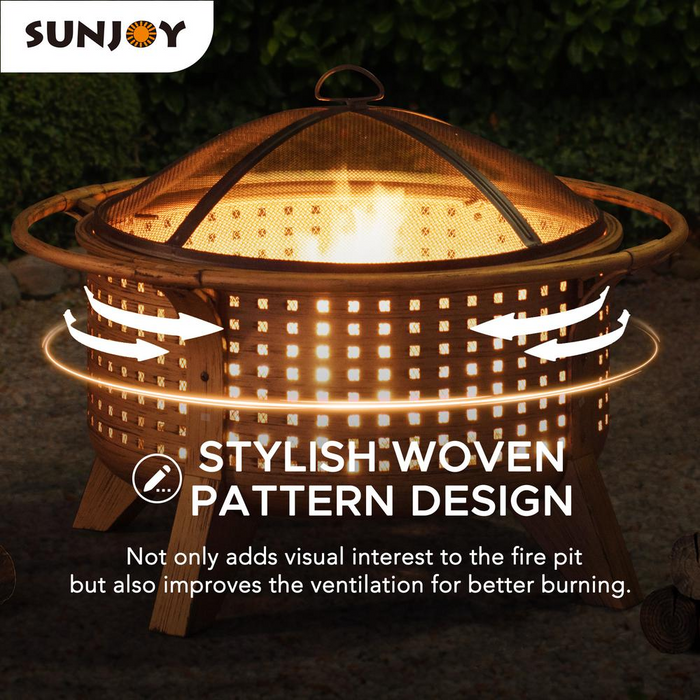 Sunjoy 30 in. Outdoor Wood-Burning Fire Pit - Create a Cozy Backyard Retreat