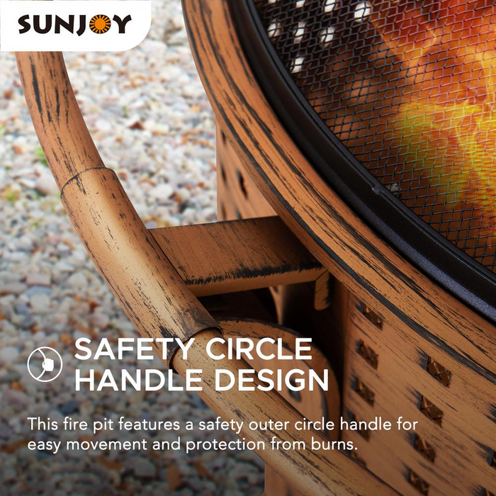 Sunjoy 30 in. Outdoor Wood-Burning Fire Pit - Create a Cozy Backyard Retreat