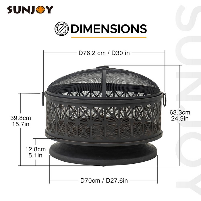 Sunjoy Outdoor Steel Fire Pit with Decorative Mesh Screen