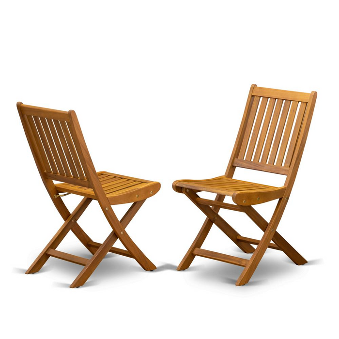 East West Furniture BDKCWNA Outdoor Dining Chairs Slatted Back - Natural Oil Finish - Set of 2