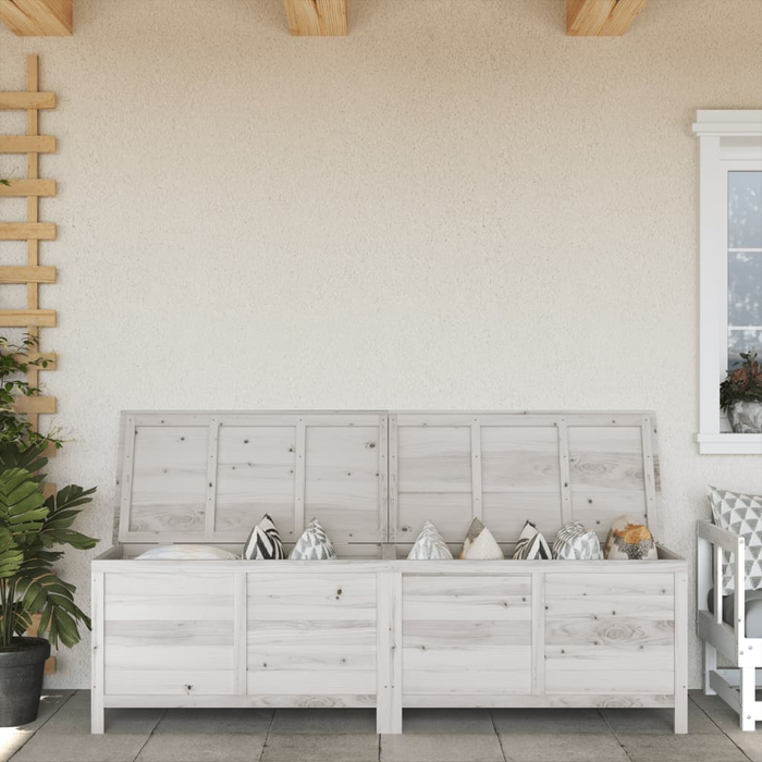 vidaXL Patio Storage Box White 78.1"x19.7"x22.2" Solid Wood Fir - Ample Storage Space & Durable Design