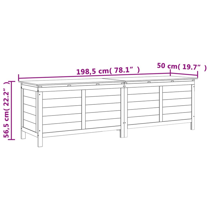 vidaXL Patio Storage Box White 78.1"x19.7"x22.2" Solid Wood Fir - Ample Storage Space & Durable Design