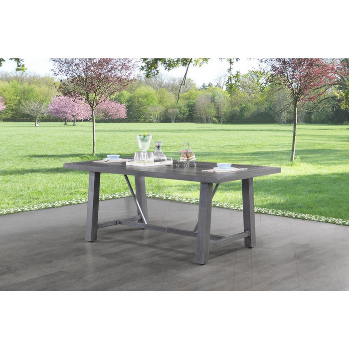 5-Piece Outdoor Dining Table in Grey Aluminum Metal | Patio Dining Set