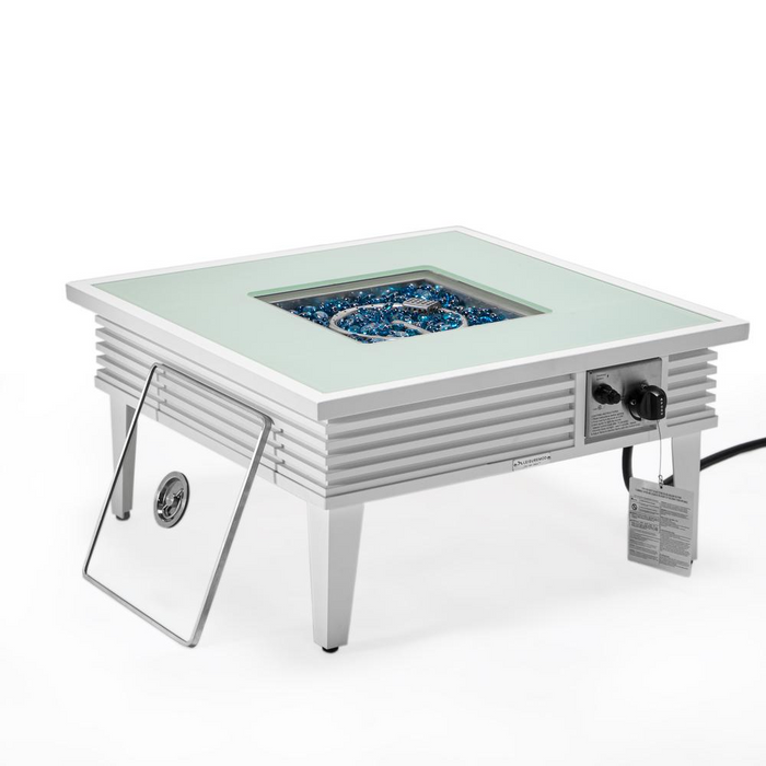 Walbrooke Modern Aluminum Propane Outdoor Square Fire Pit Table