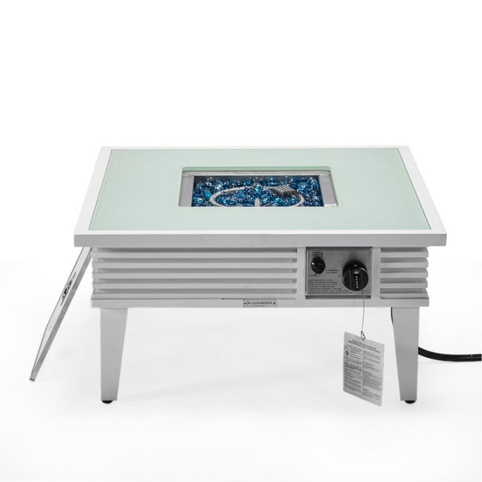 Walbrooke Modern Aluminum Propane Outdoor Square Fire Pit Table