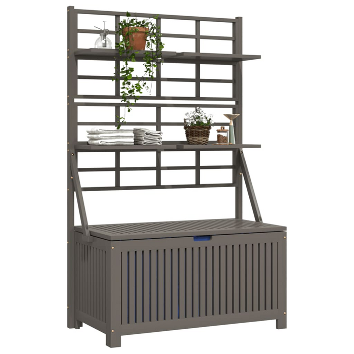 vidaXL Storage Box with Trellis Gray 39"x19.7"x63" Solid Wood Acacia