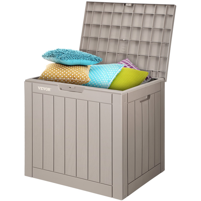 VEVOR Deck Box, 31 Gallon Waterproof Outdoor Storage Box, Grey