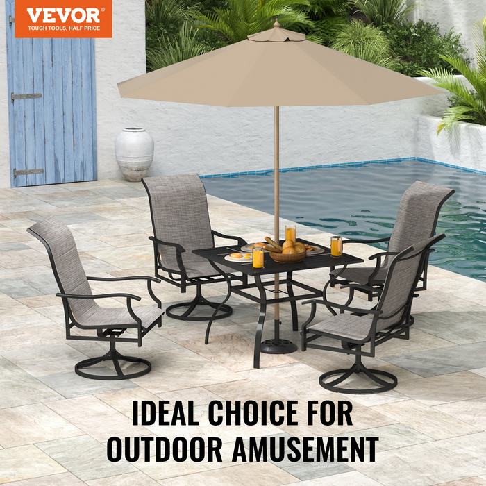 VEVOR 5 Pieces Patio Dining Set | Outdoor Furniture Table & Swivel Chairs | All-Weather Garden Furniture with Umbrella Hole | For Lawn, Deck, Backyard | Black