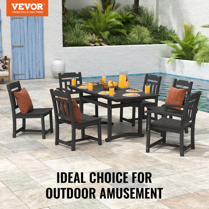 VEVOR 7 Pieces Patio Dining Set - Outdoor Rectangle Furniture Table and Chairs Set - All Weather Garden Furniture Table Sets - HIPS Patio Conversation Set - Black