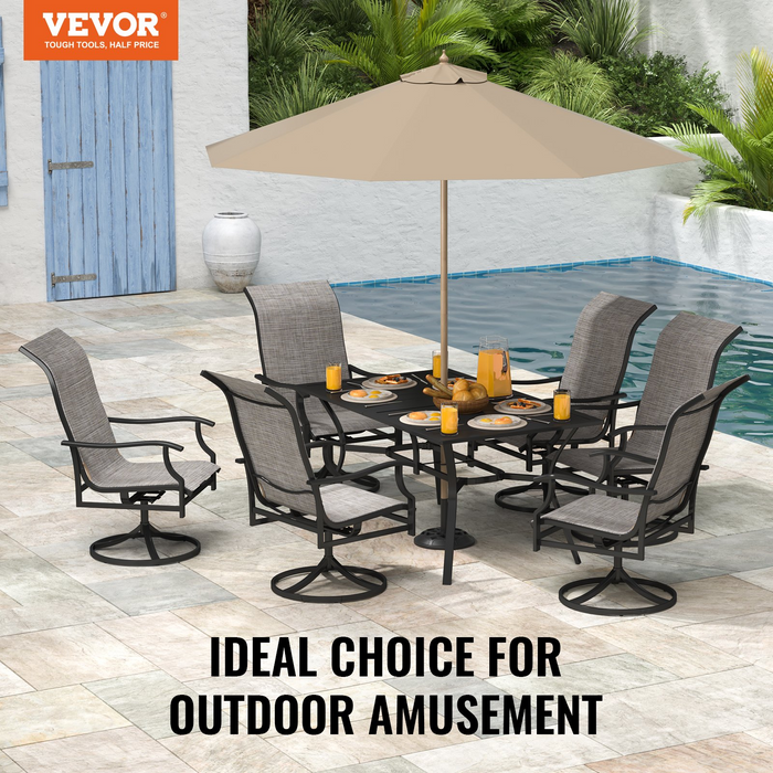 VEVOR 7 Pieces Patio Dining Set - All Weather Garden Furniture Table Sets, Black