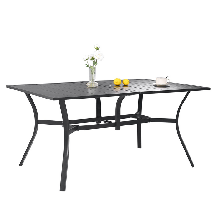 VEVOR 7 Pieces Patio Dining Set - All Weather Garden Furniture Table Sets, Black