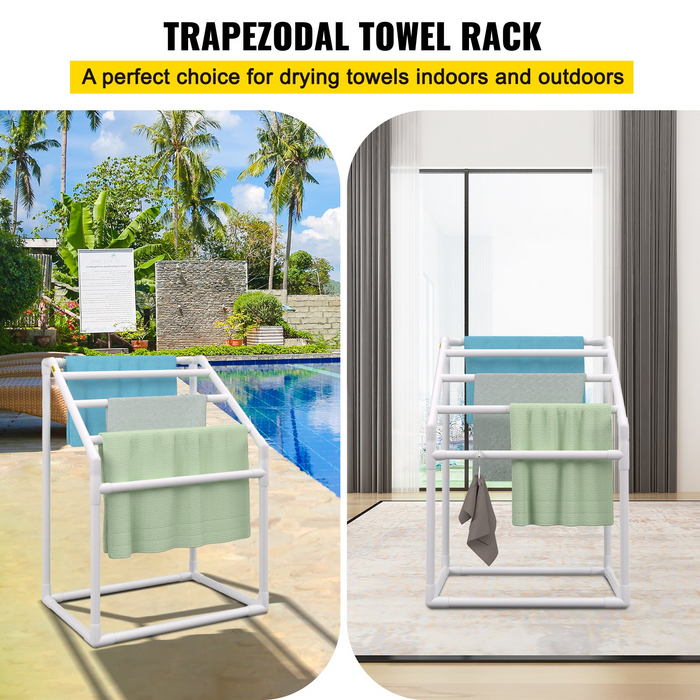 VEVOR Pool Towel Rack - Freestanding Outdoor PVC Trapedozal Poolside Storage Organizer