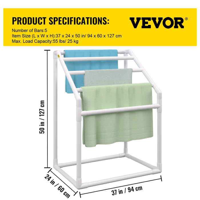 VEVOR Pool Towel Rack - Freestanding Outdoor PVC Trapedozal Poolside Storage Organizer