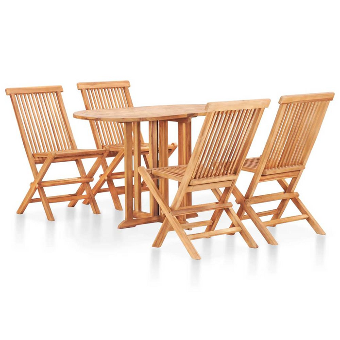 vidaXL 5 Piece Folding Outdoor Dining Set in Solid Teak Wood - Perfect for Patio & Garden