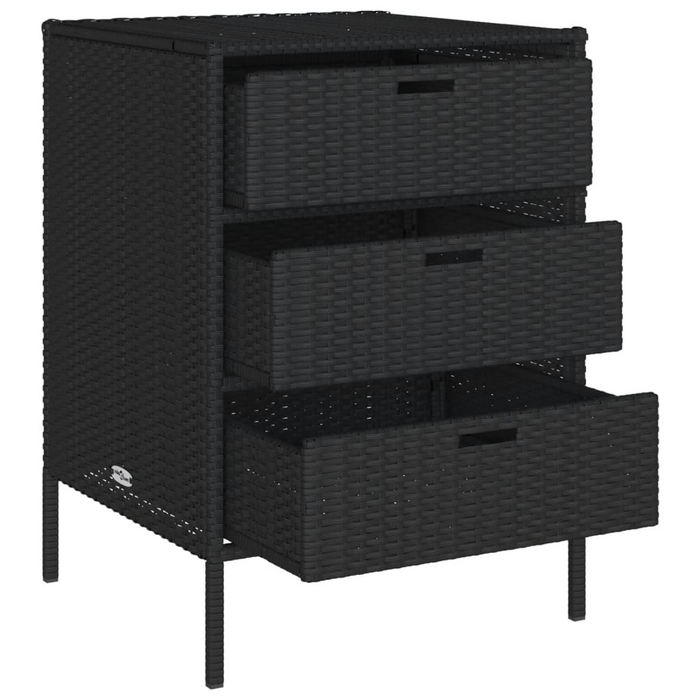 vidaXL Patio Storage Cabinet Black 21.7"x23.2"x31.5" Poly Rattan - Durable Outdoor Storage Solution