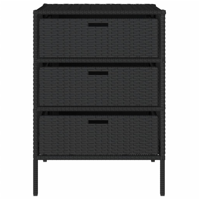 vidaXL Patio Storage Cabinet Black 21.7"x23.2"x31.5" Poly Rattan - Durable Outdoor Storage Solution