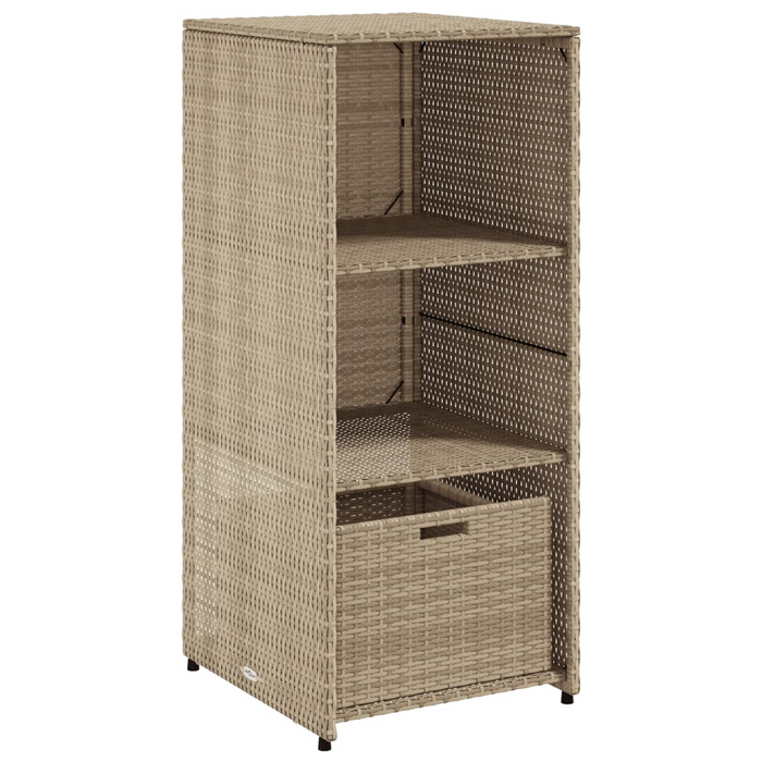 vidaXL Beige Patio Storage Cabinet – 19.7"x21.7"x45.3" Poly Rattan Outdoor Organizer