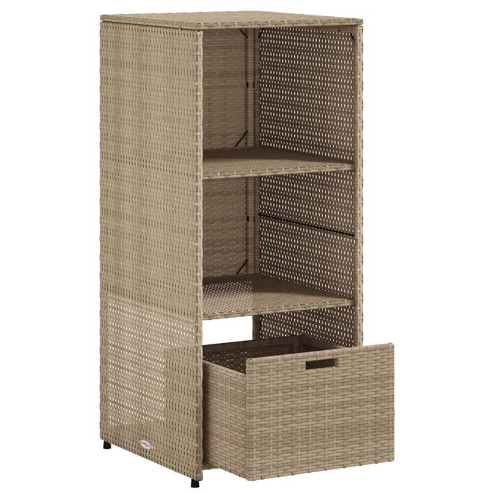 vidaXL Beige Patio Storage Cabinet – 19.7"x21.7"x45.3" Poly Rattan Outdoor Organizer