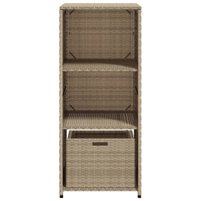 vidaXL Beige Patio Storage Cabinet – 19.7"x21.7"x45.3" Poly Rattan Outdoor Organizer